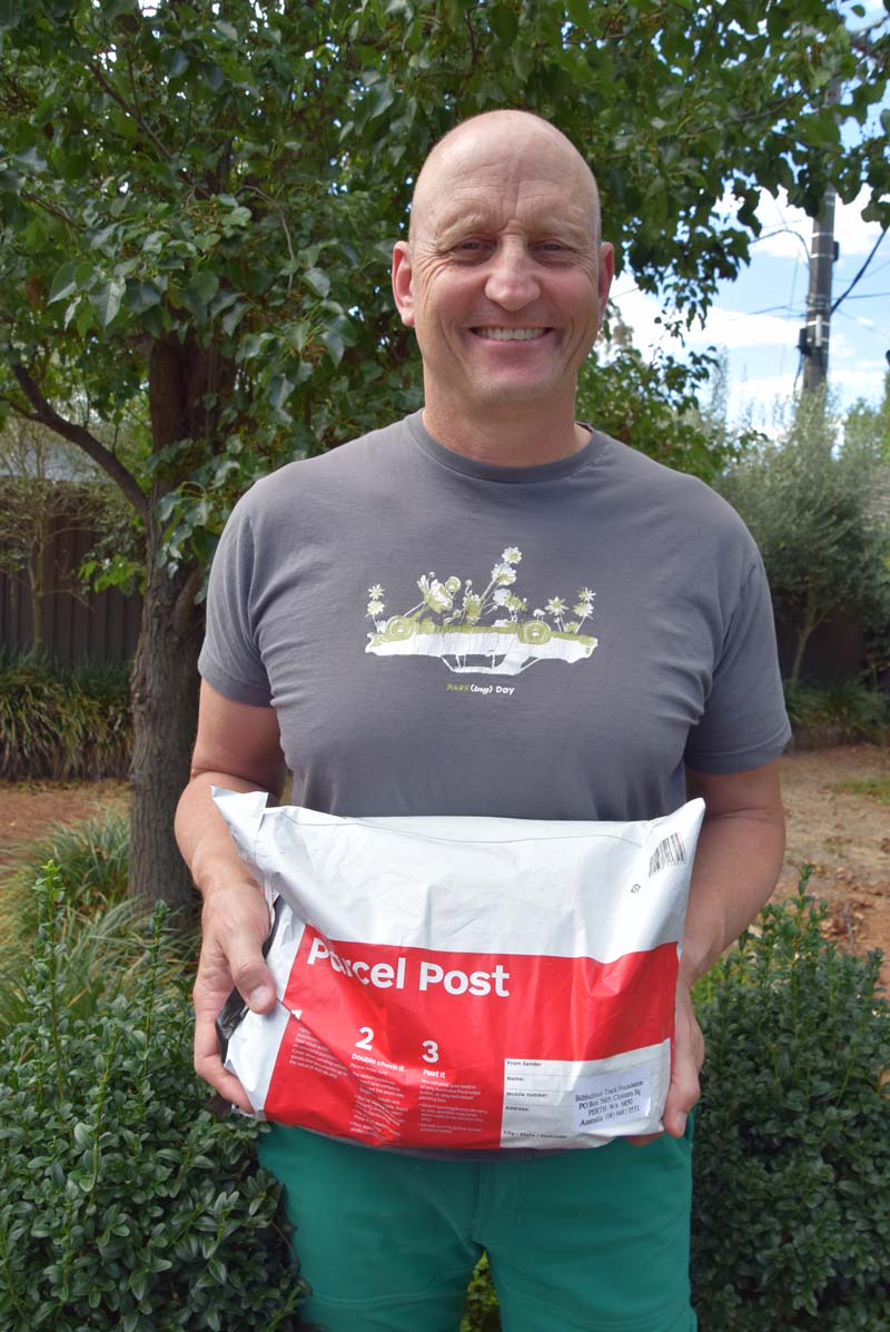 Tim with Bibbulmun Track information pack just arrived in the mail