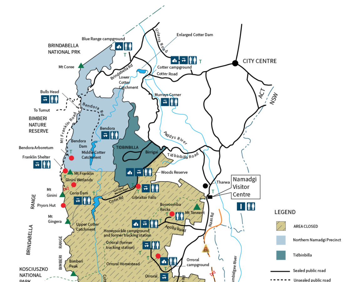 Namadgi Park closure map